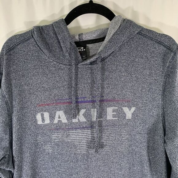 Oakley Hoodie Men's Medium Blue Graphic Print Drawstring Pockets Pullover - Picture 2 of 10